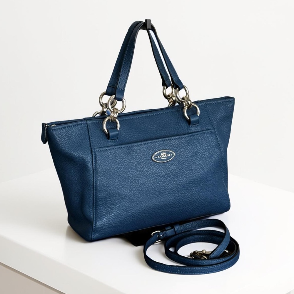 Authentic Coach Mini Ellis Blue Leather Satchel Crossbody Handbag - Picture 3 of 13